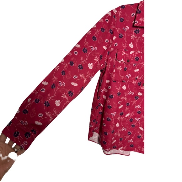 Lands End Women’s Long Sleeve Popover Reddish Pink Floral Size Large - Picture 4 of 11